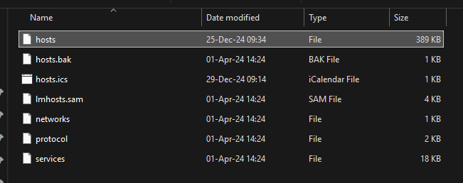 Host file settings
